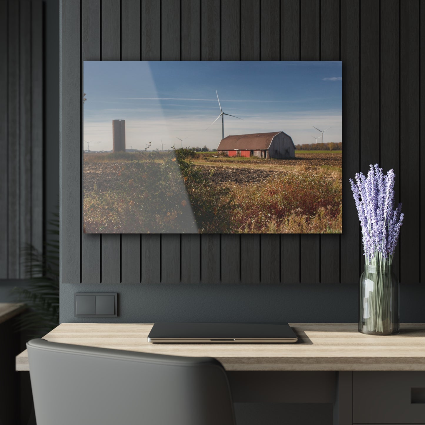 U R There Photography Darbee Red and Silo Rustic Farmhouse Acrylic Wall Print