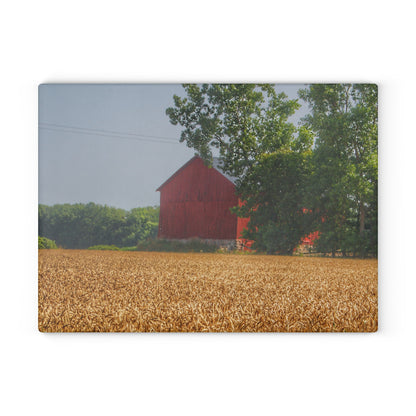 U R There Photography Tubspring Road Hidden Red Rustic Farmhouse Tempered-Glass Cutting Board