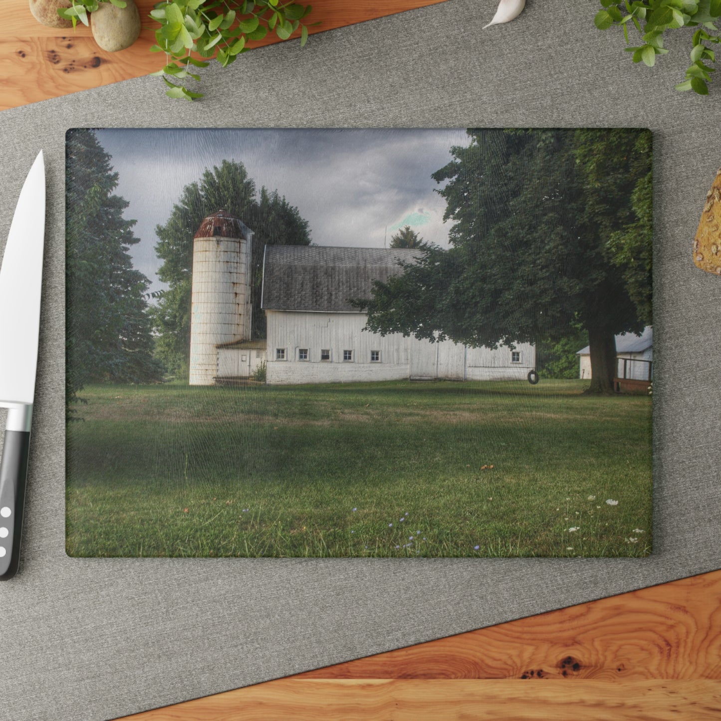 U R There Photography Marathon Road White Rustic Farmhouse Tempered-Glass Cutting Board