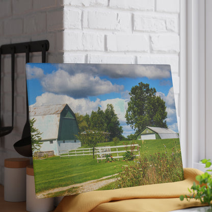 U R There Photography Hough Road Greens Rustic Farmhouse Tempered-Glass Cutting Board