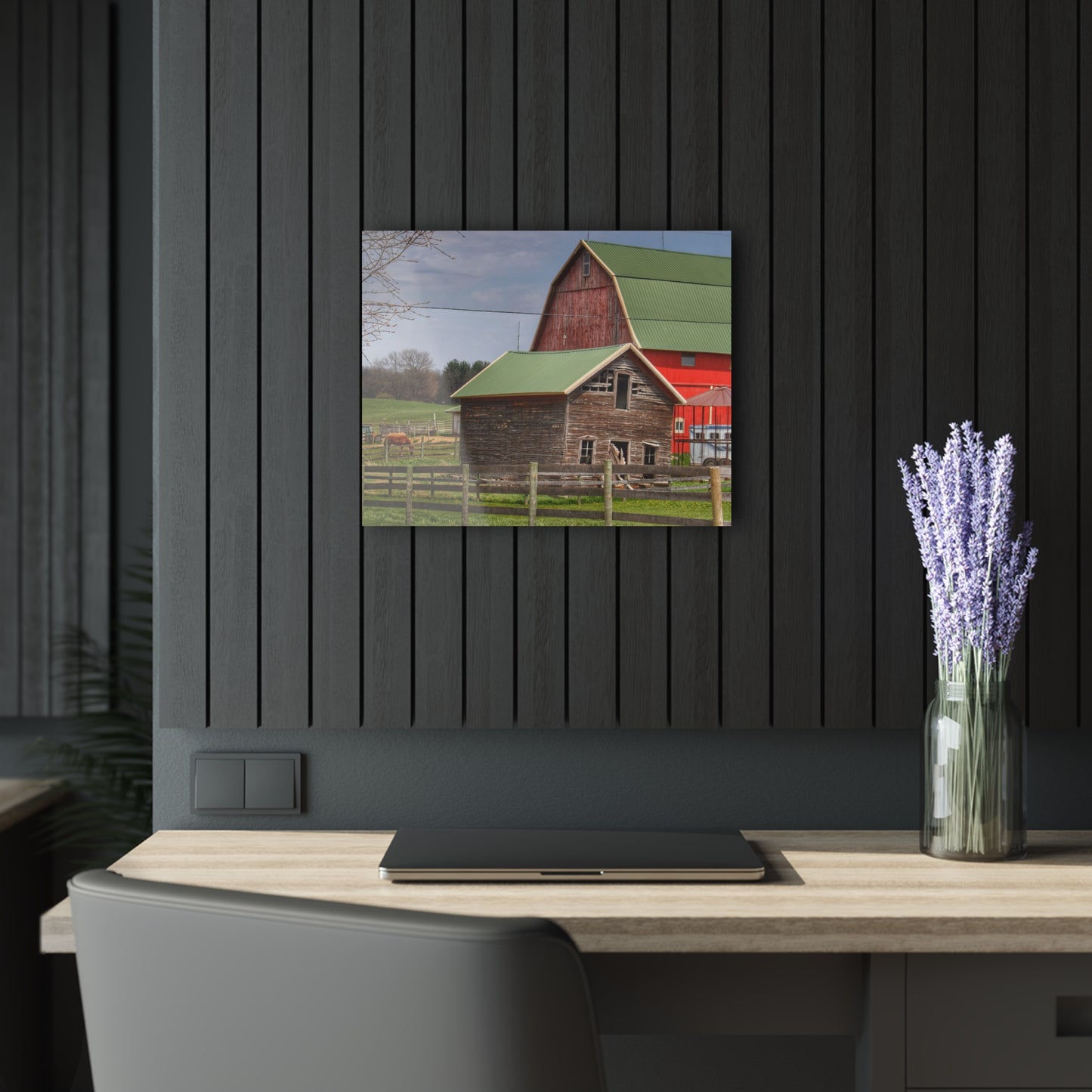 U R There Photography Oregon Road Tilted Little Grey Rustic Farmhouse Acrylic Wall Print