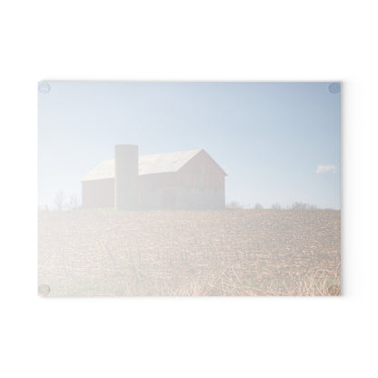 U R There Photography Lee Hill Road Block Red Rustic Farmhouse Tempered-Glass Cutting Board