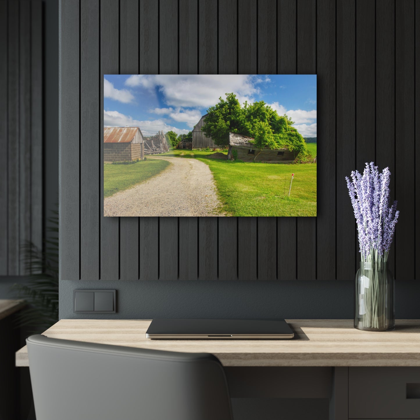 U R There Photography Brown City Road Barn and Buddy II Rustic Farmhouse Acrylic Wall Print