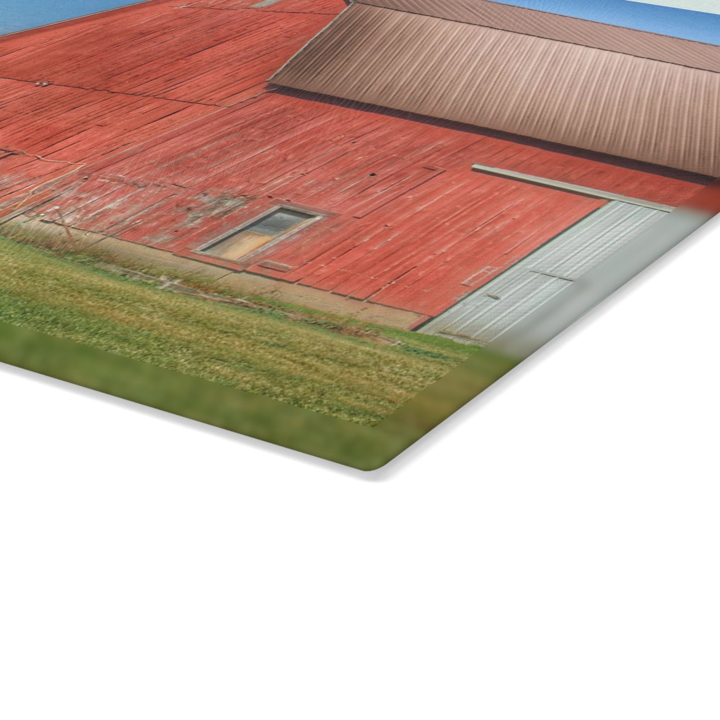 U R There Photography Fargo Road Red I Rustic Farmhouse Tempered-Glass Cutting Board