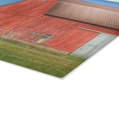 U R There Photography Fargo Road Red I Rustic Farmhouse Tempered-Glass Cutting Board