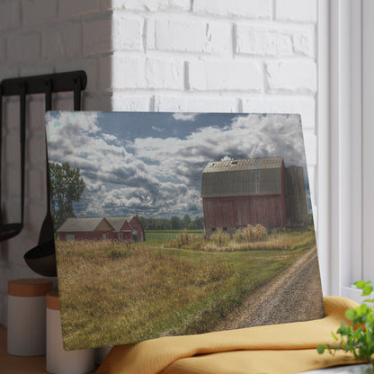 U R There Photography Haines Road Reds Rustic Farmhouse Tempered-Glass Cutting Board