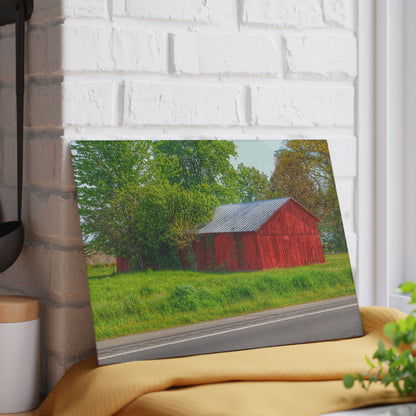 U R There Photography M-25 Little Red Rustic Farmhouse Tempered-Glass Cutting Board