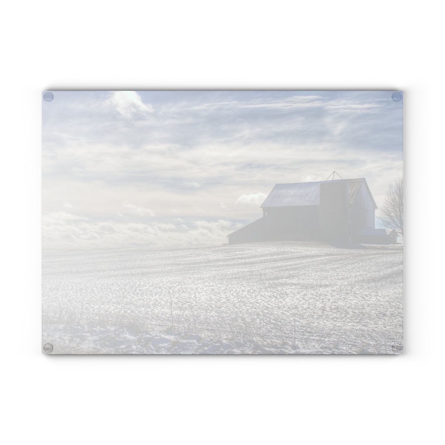 U R There Photography Early Spring Grey I Rustic Farmhouse Tempered-Glass Cutting Board