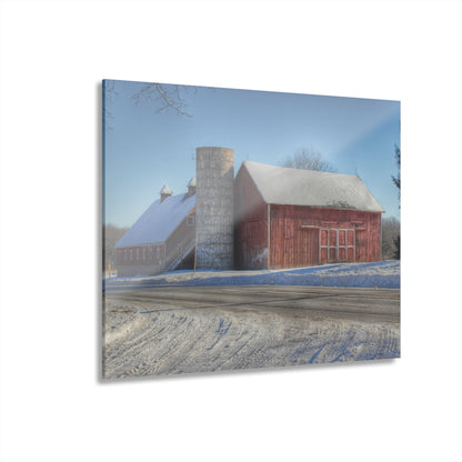 U R There Photography Metamora Red in Winter Rustic Farmhouse Acrylic Wall Print