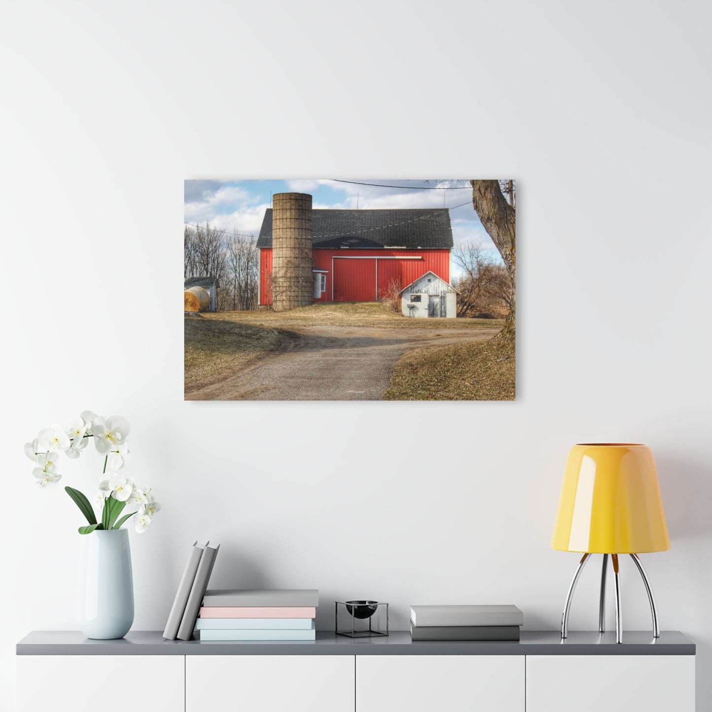 U R There Photography Mayville Road Red and Silo Rustic Farmhouse Acrylic Wall Print