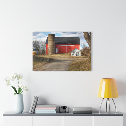 U R There Photography Mayville Road Red and Silo Rustic Farmhouse Acrylic Wall Print