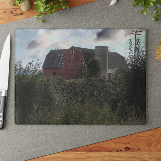 U R There Photography Greenwood Road Red II Rustic Farmhouse Acrylic Analog Wall Clock