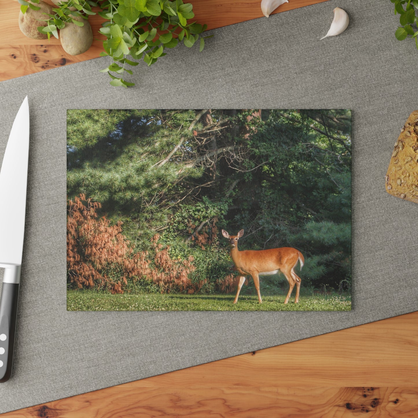 U R There Photography Mitchell Road Doe Rustic Farmhouse Tempered-Glass Cutting Board