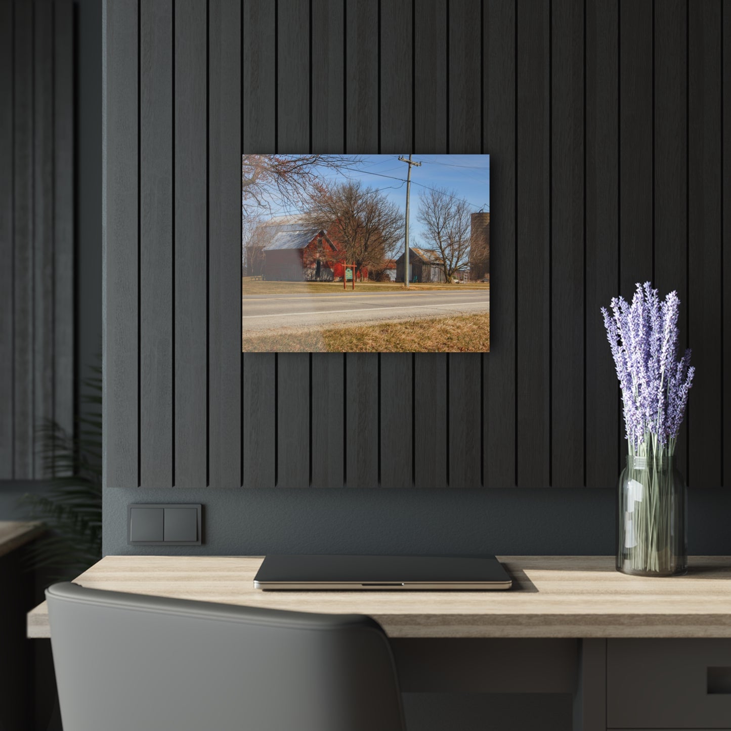 U R There Photography Otter Lake Centennial Reds Rustic Farmhouse Acrylic Wall Print