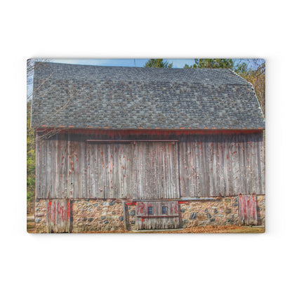 U R There Photography Leix Road Stone Red Rustic Farmhouse Tempered-Glass Cutting Board