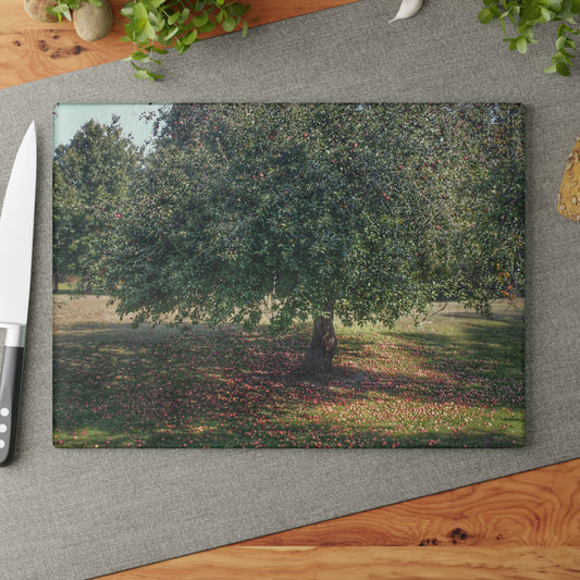 U R There Photography Apple Tree and Apples Rustic Farmhouse Tempered-Glass Cutting Board