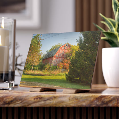 U R There Photography Belle River Red I Rustic Farmhouse Decorative Ceramic Tile