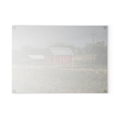 U R There Photography North Lake Road Red I Rustic Farmhouse Tempered-Glass Cutting Board