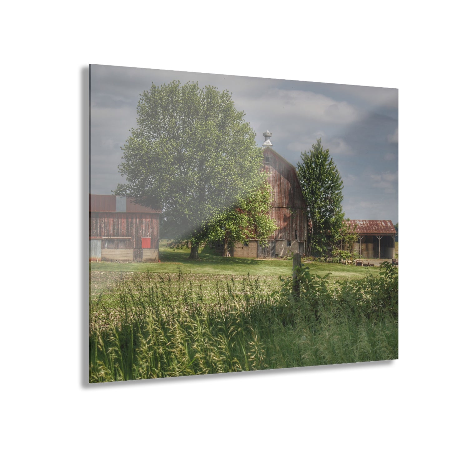 U R There Photography Ross Road Red Rustic Farmhouse Acrylic Wall Print 14 "x 11"