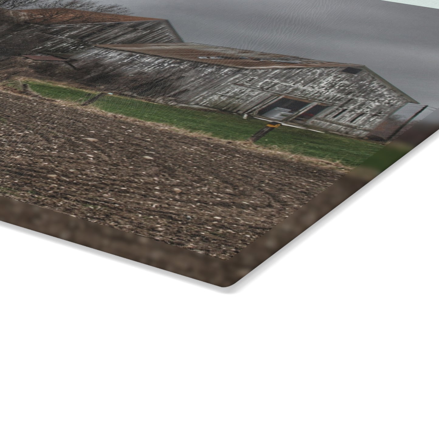 U R There Photography Rusted and Grey on Newark Road Rustic Farmhouse Tempered-Glass Cutting Board
