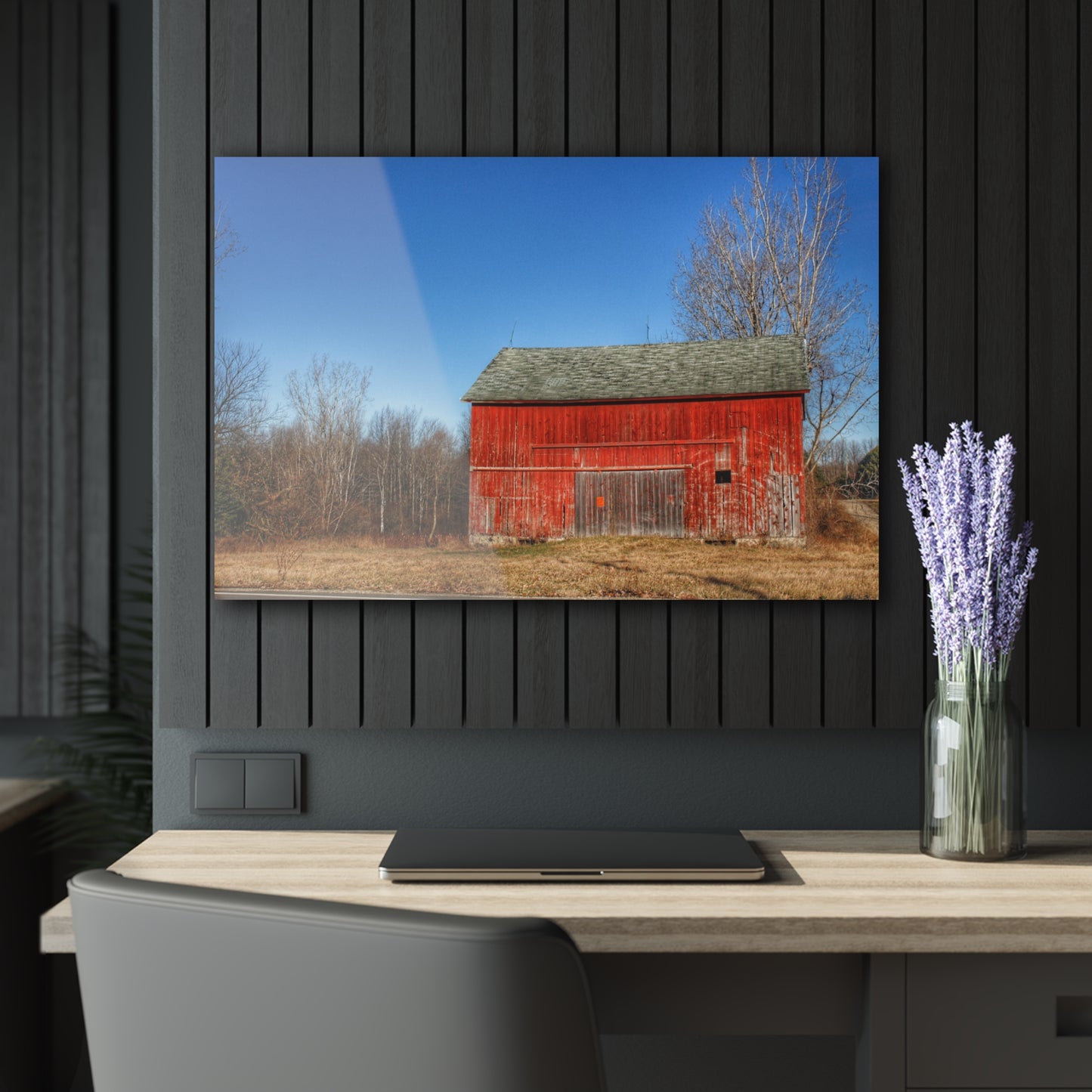 U R There Photography Vernor Road Red Rustic Farmhouse Acrylic Wall Print