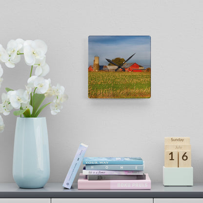 U R There Photography Maple Valley Farm Rustic Farmhouse Acrylic Analog Wall Clock