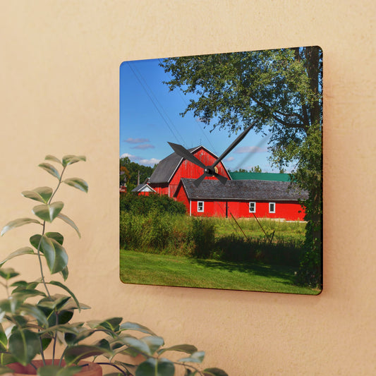 U R There Photography Lake Pleasant Reds II Rustic Farmhouse Acrylic Analog Wall Clock