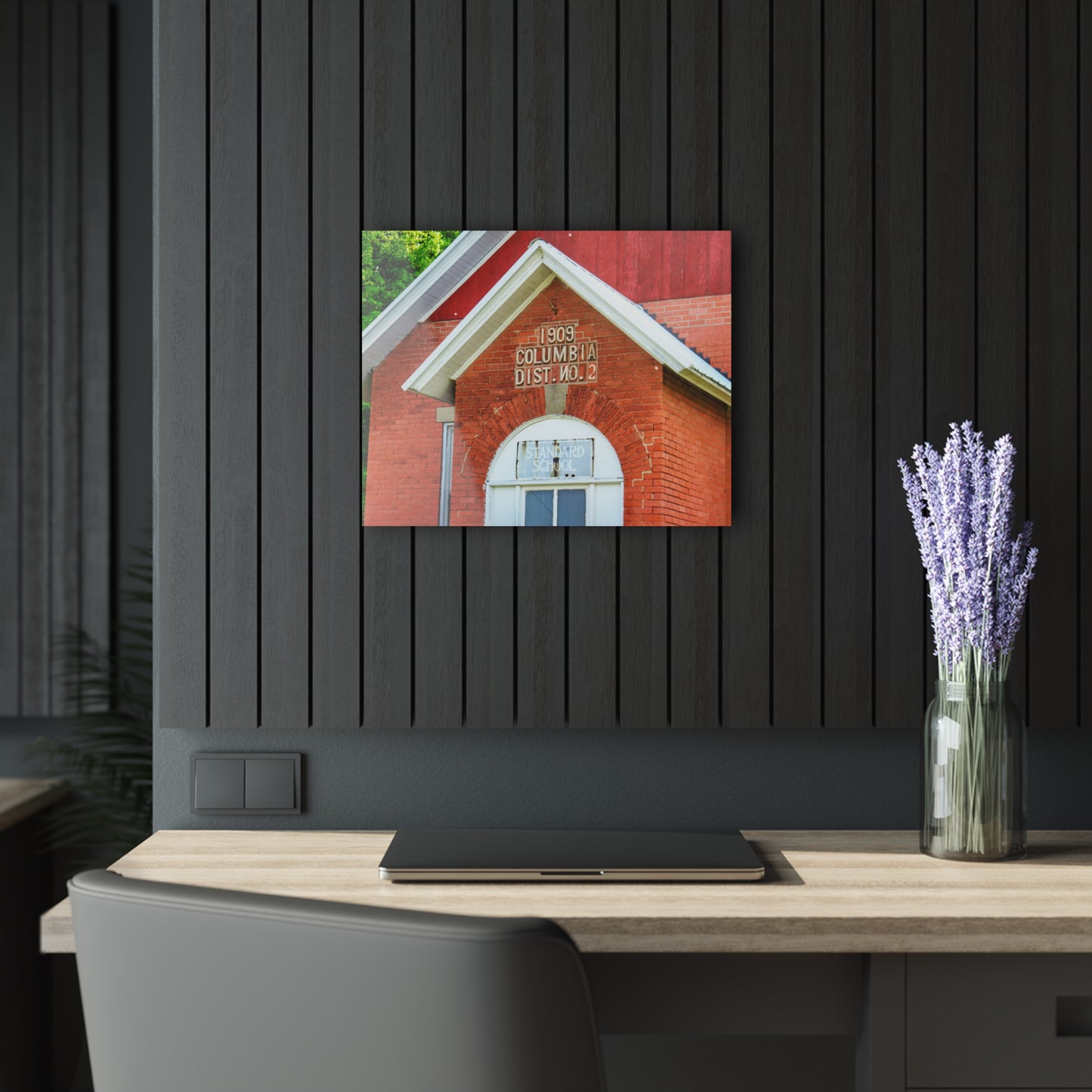 U R There Photography French Road Old Standard Schoolhouse II Rustic Farmhouse Acrylic Wall Print