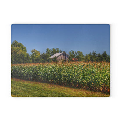 U R There Photography Beyond the Corn on Birch Run Road Rustic Farmhouse Tempered-Glass Cutting Board