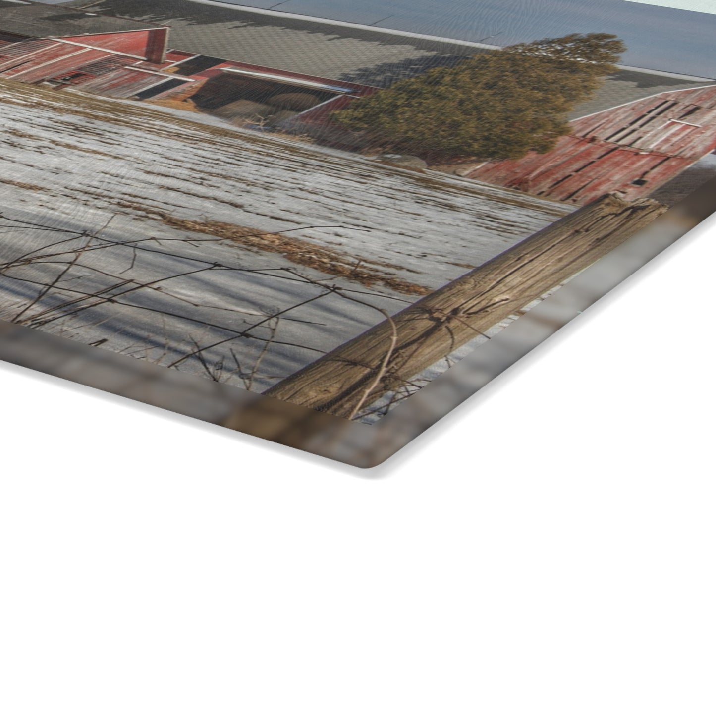 U R There Photography Wilder Road Reds Rustic Farmhouse Tempered-Glass Cutting Board