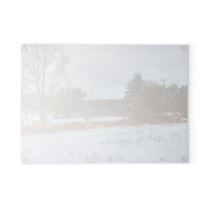 U R There Photography Hosner Road Grey in Winter Rustic Farmhouse Tempered-Glass Cutting Board