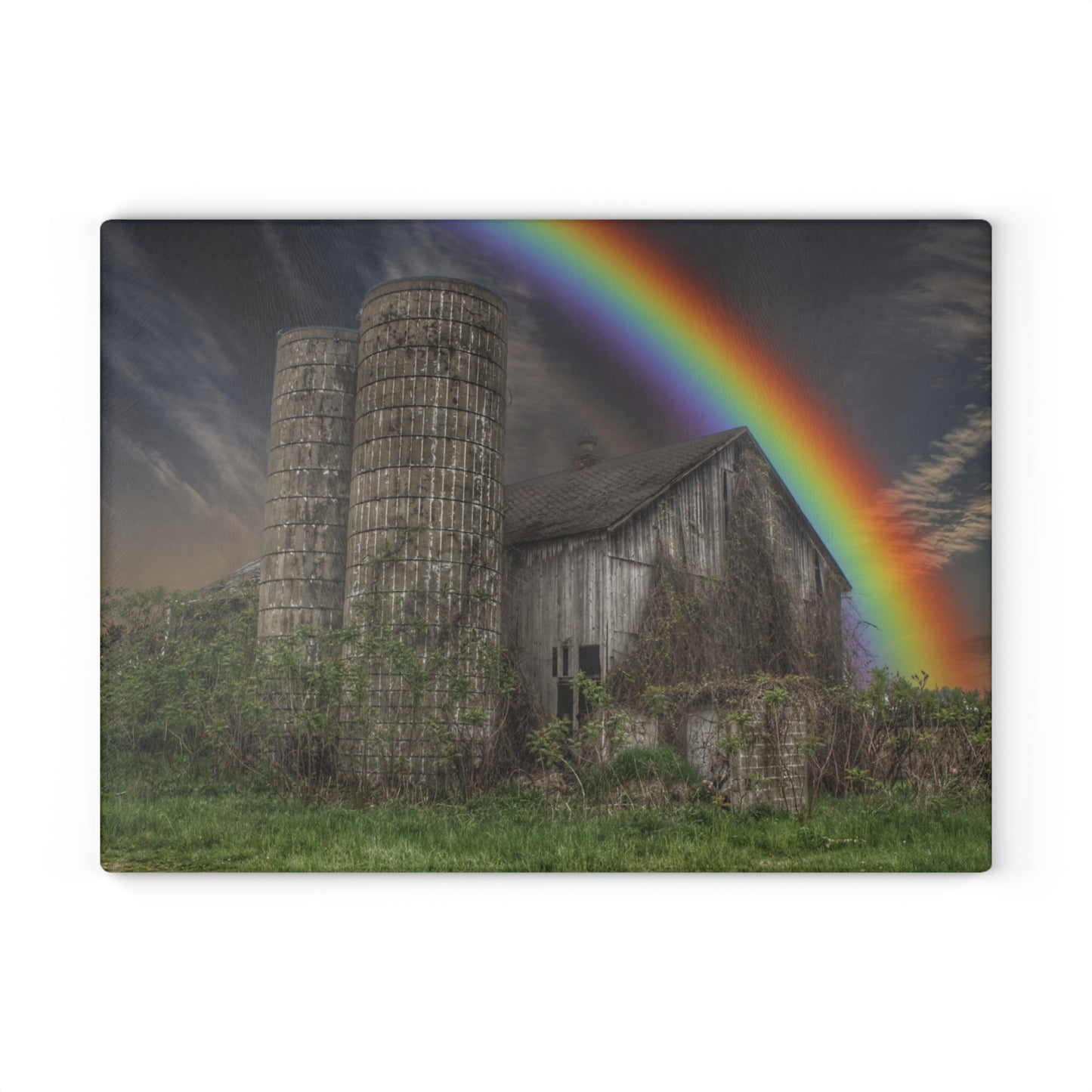 U R There Photography Somewhere Under the Rainbow Rustic Farmhouse Tempered-Glass Cutting Board