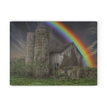 U R There Photography Somewhere Under the Rainbow Rustic Farmhouse Tempered-Glass Cutting Board
