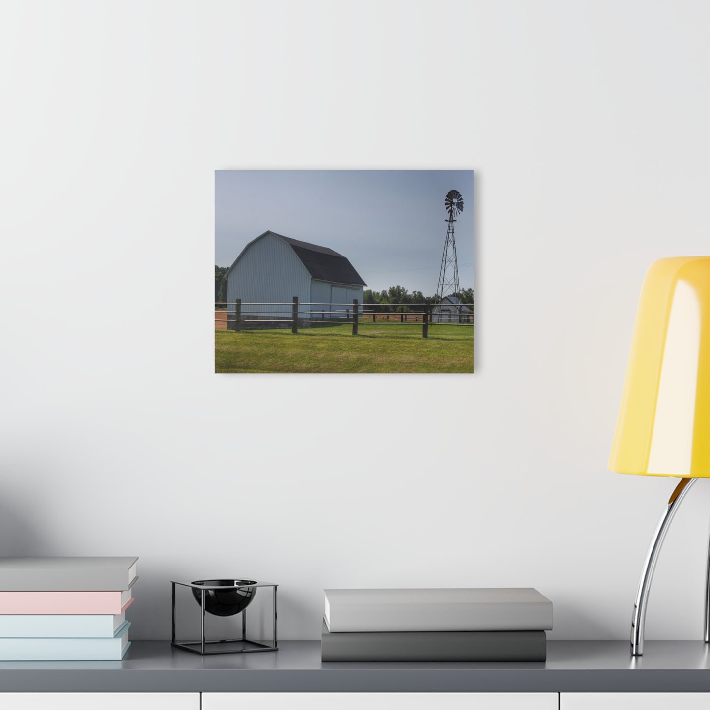 U R There Photography M-90 White and Windmill II Rustic Farmhouse Acrylic Wall Print
