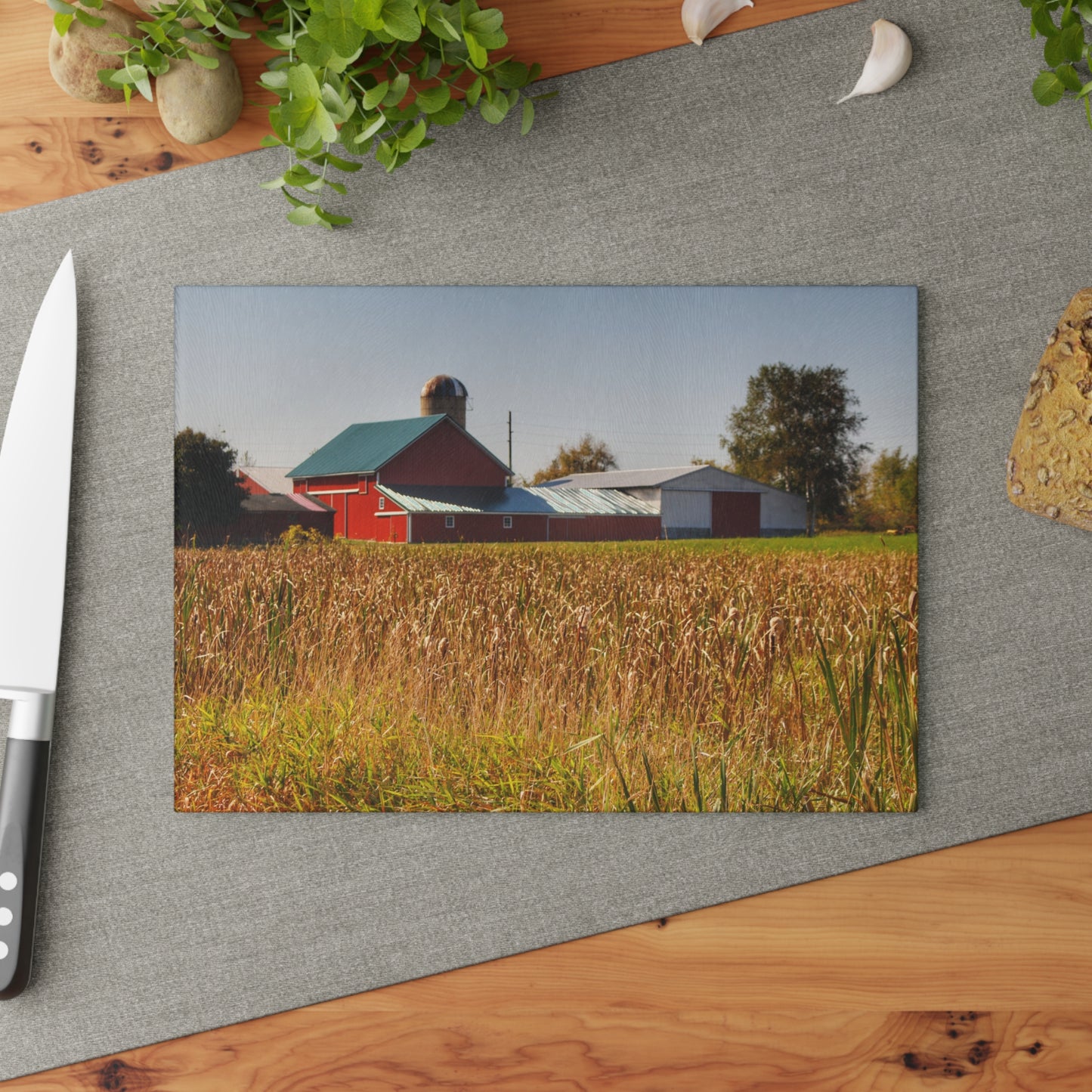 U R There Photography Oak Road Farm Rustic Farmhouse Tempered-Glass Cutting Board