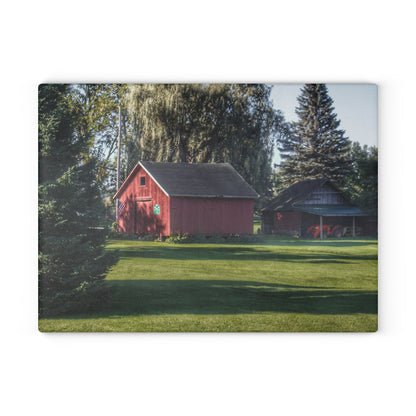 U R There Photography Rochester Road Mini-Reds Rustic Farmhouse Tempered-Glass Cutting Board