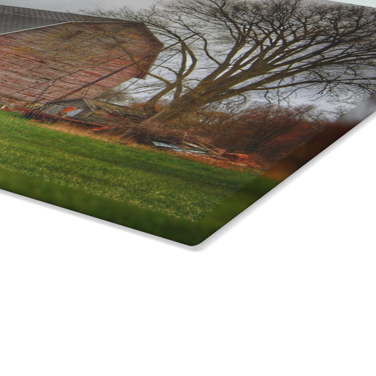 U R There Photography Ashley Drive Fieldstone Red Rustic Farmhouse Tempered-Glass Cutting Board