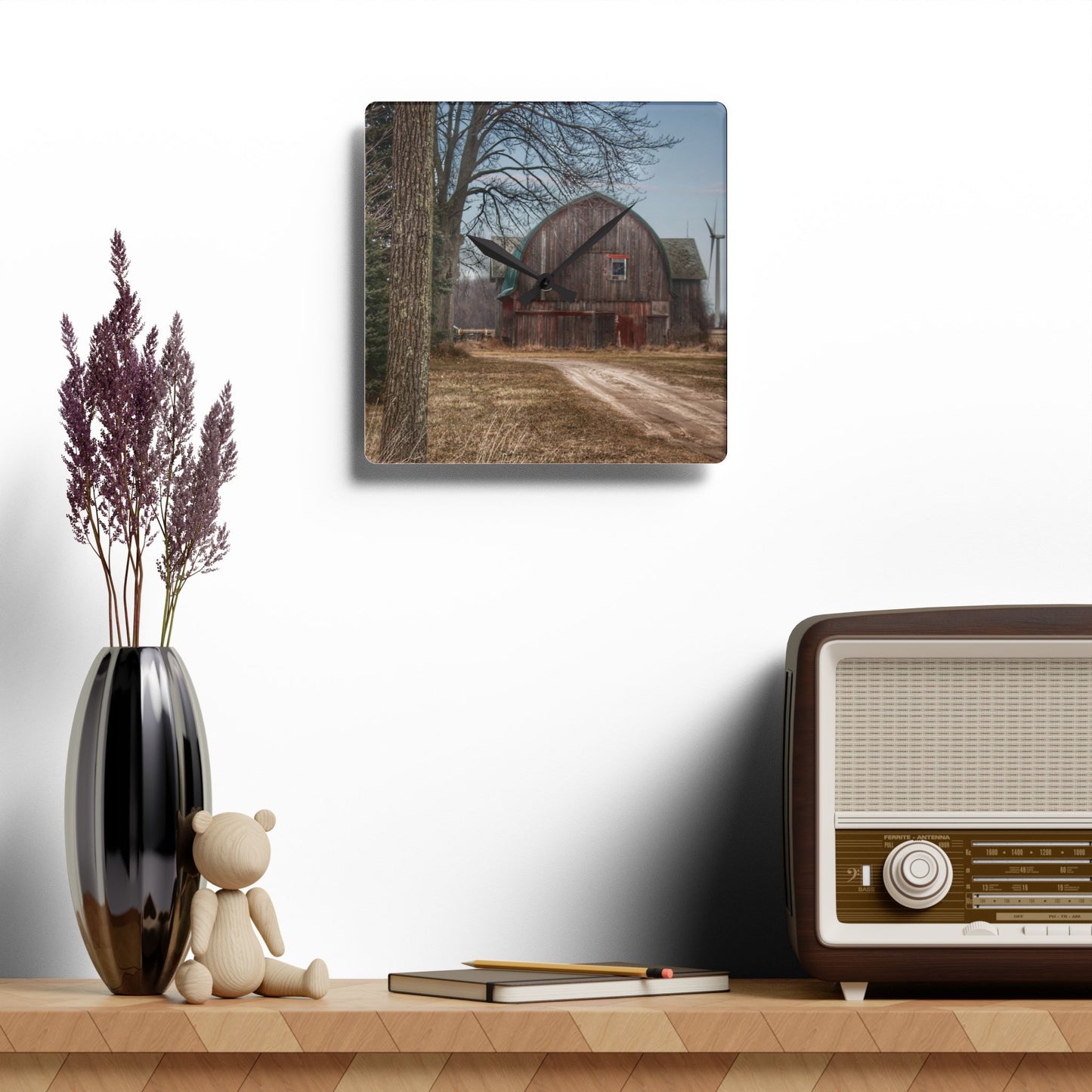 U R There Photography Barn of Deckerville Road Rustic Farmhouse Acrylic Analog Wall Clock