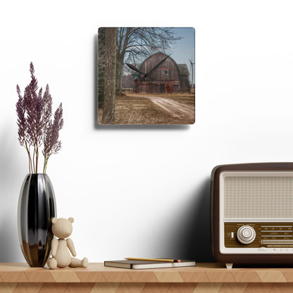 U R There Photography Barn of Deckerville Road Rustic Farmhouse Acrylic Analog Wall Clock