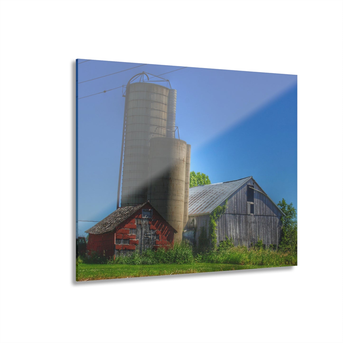 U R There Photography East Swaffer Grey and Little Red Rustic Farmhouse Acrylic Wall Print 14 "x 11"