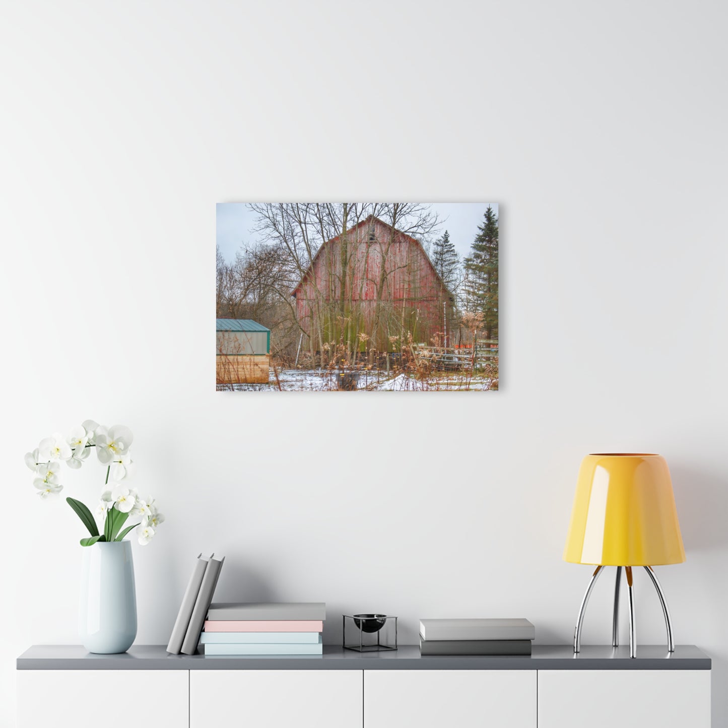 U R There Photography LeValley Road Red Rustic Farmhouse Acrylic Wall Print