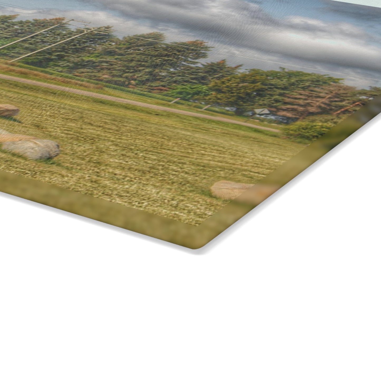 U R There Photography Across the Road Rustic Farmhouse Tempered-Glass Cutting Board