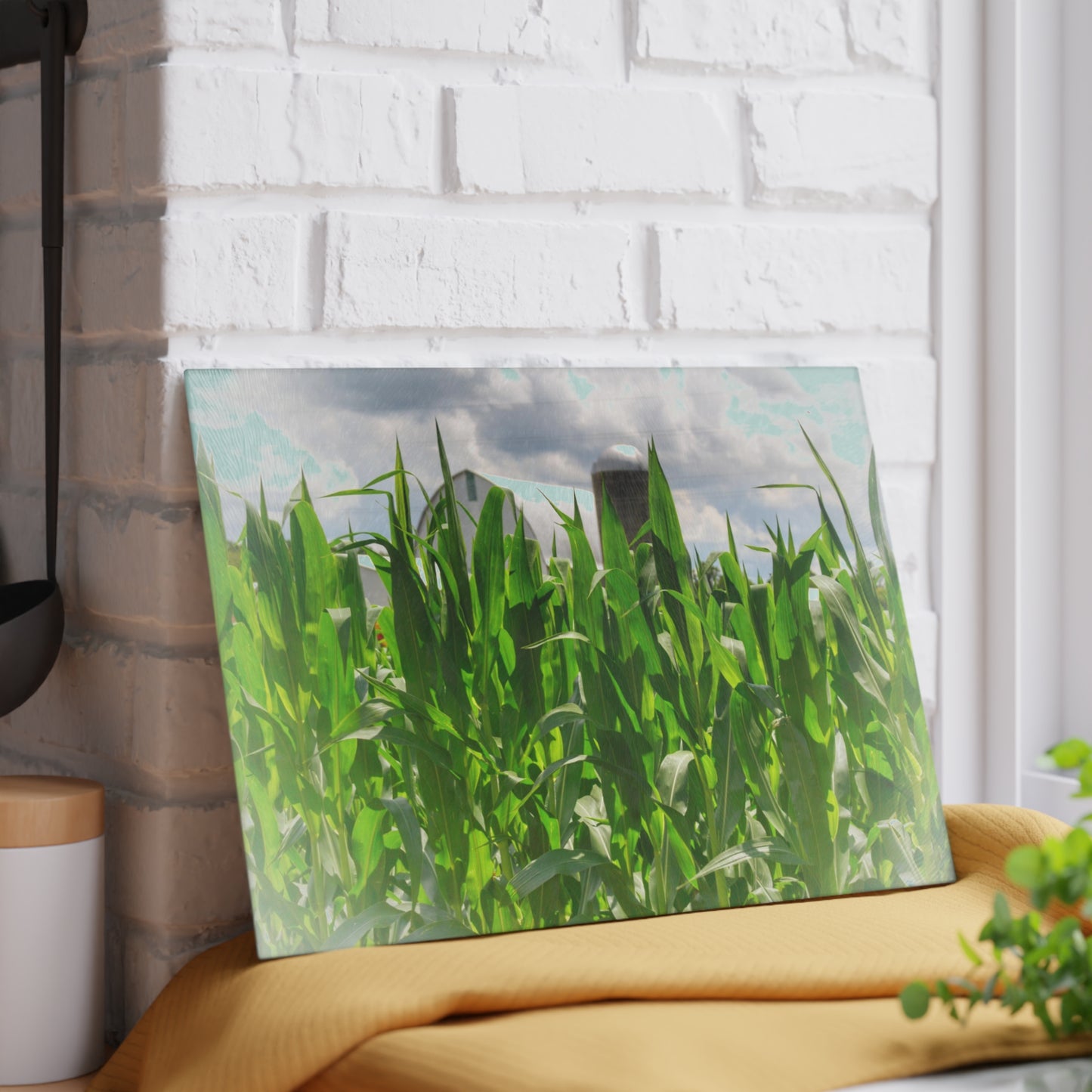U R There Photography Beyond the Corn in Millington Rustic Farmhouse Tempered-Glass Cutting Board
