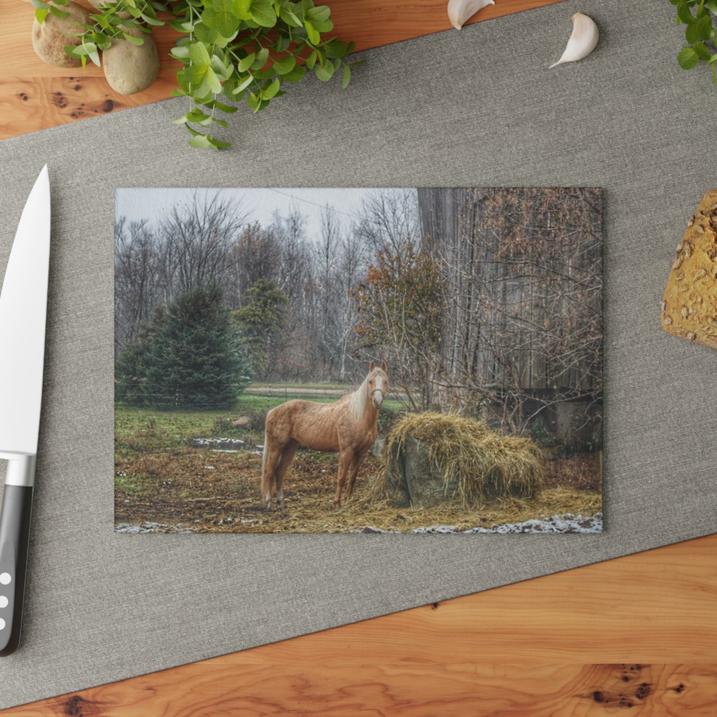 U R There Photography French Road Butterscotch Rustic Farmhouse Tempered-Glass Cutting Board