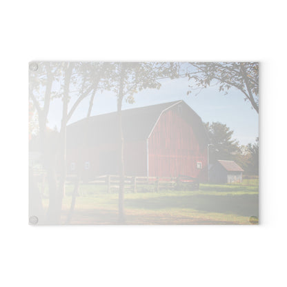 U R There Photography Hough Road Red II Rustic Farmhouse Tempered-Glass Cutting Board
