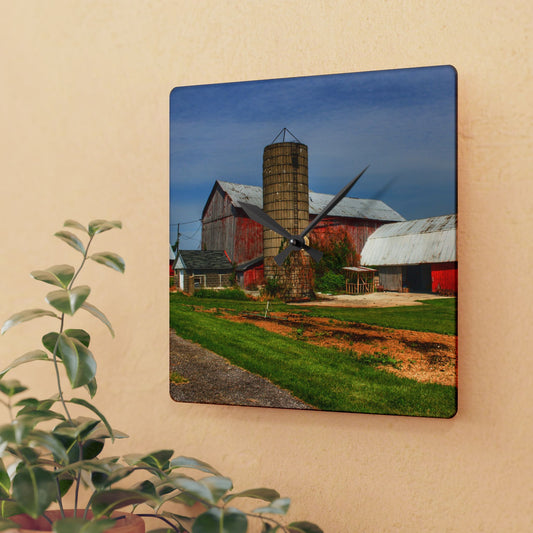 U R There Photography Marlette Red IV Rustic Farmhouse Acrylic Analog Wall Clock