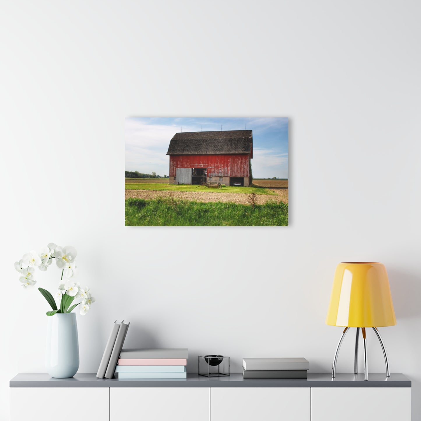 U R There Photography Unionville Elmwood Road Red I Rustic Farmhouse Acrylic Wall Print