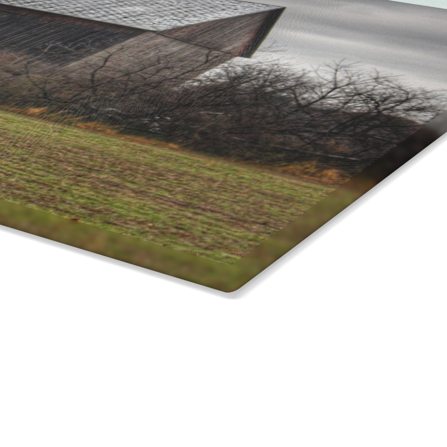 U R There Photography Brown City Road Grey Rustic Farmhouse Tempered-Glass Cutting Board