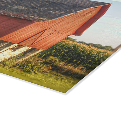 U R There Photography Otter Lake Road Red II Rustic Farmhouse Tempered-Glass Cutting Board