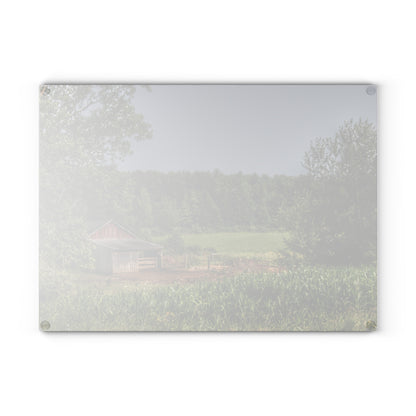 U R There Photography West Oregon Road Hidden Red I Rustic Farmhouse Tempered-Glass Cutting Board